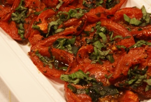 Roasted tomatoes with basil